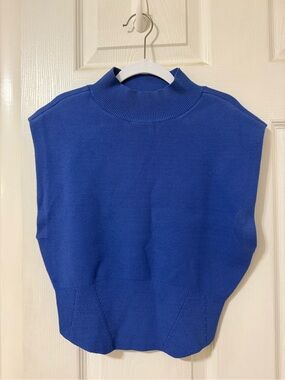 Cobalt Blue Knit Mock Neck Vest